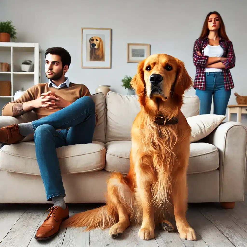 Golden Retriever stealing the couch spot