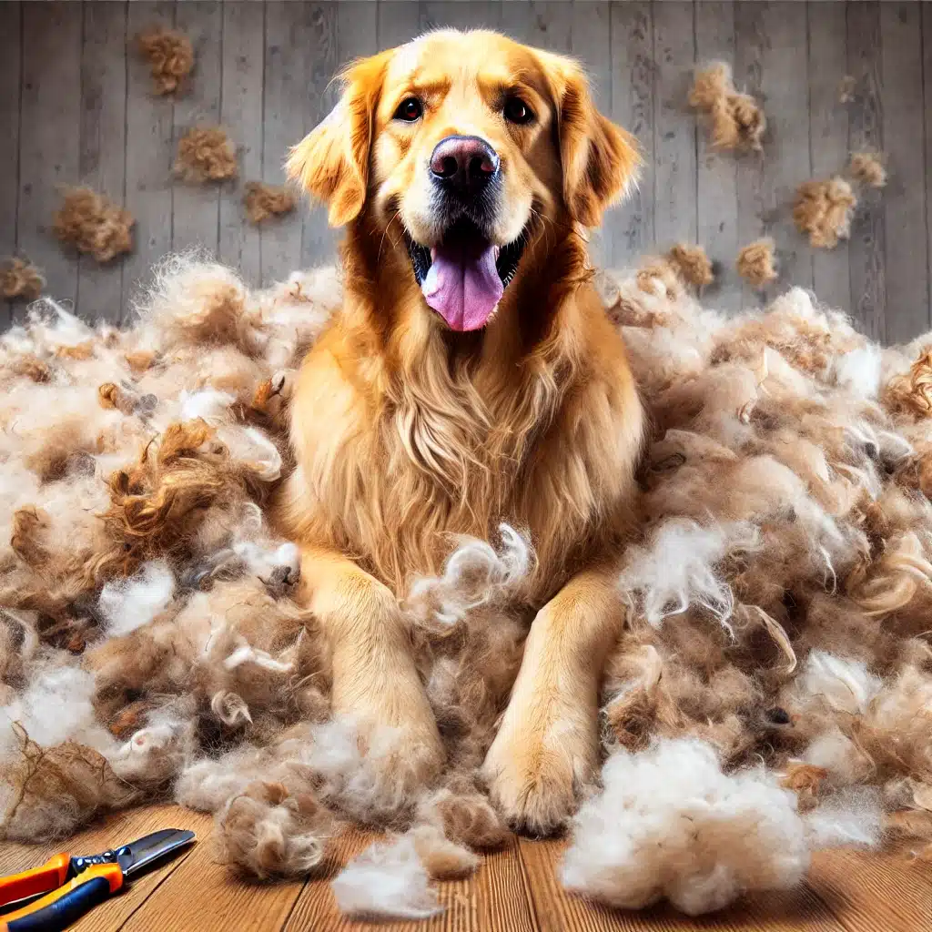 Golden Retriever shedding fur everywhere