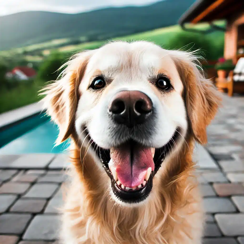 Golden Retriever smiling happily