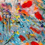 colorful abstract painting with bright brush strokes