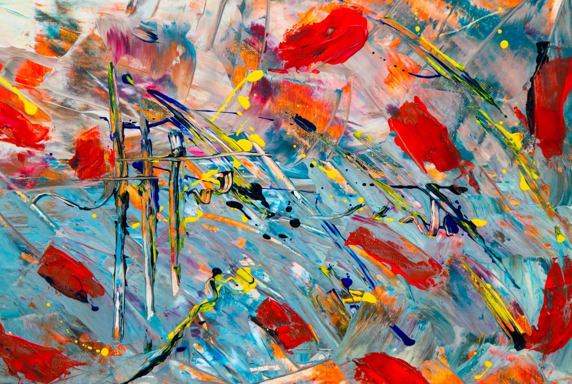 colorful abstract painting with bright brush strokes